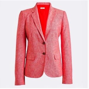 J. Crew | Bright Red Heathered Linen Schoolboy Blazer